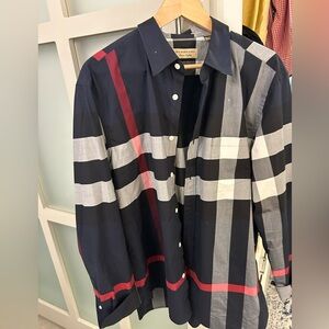 Burberry Checkered Shirt in Navy and Gray